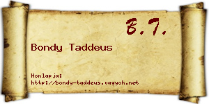 Bondy Taddeus névjegykártya